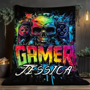 1-Pack Game Skull Blanket - Lightweight Home Bedding Blanket for Sofas, Beds, Travel, Camping, Living Rooms, Offices, Sofas, Chairs, and Beds - Soft Printed Blanket