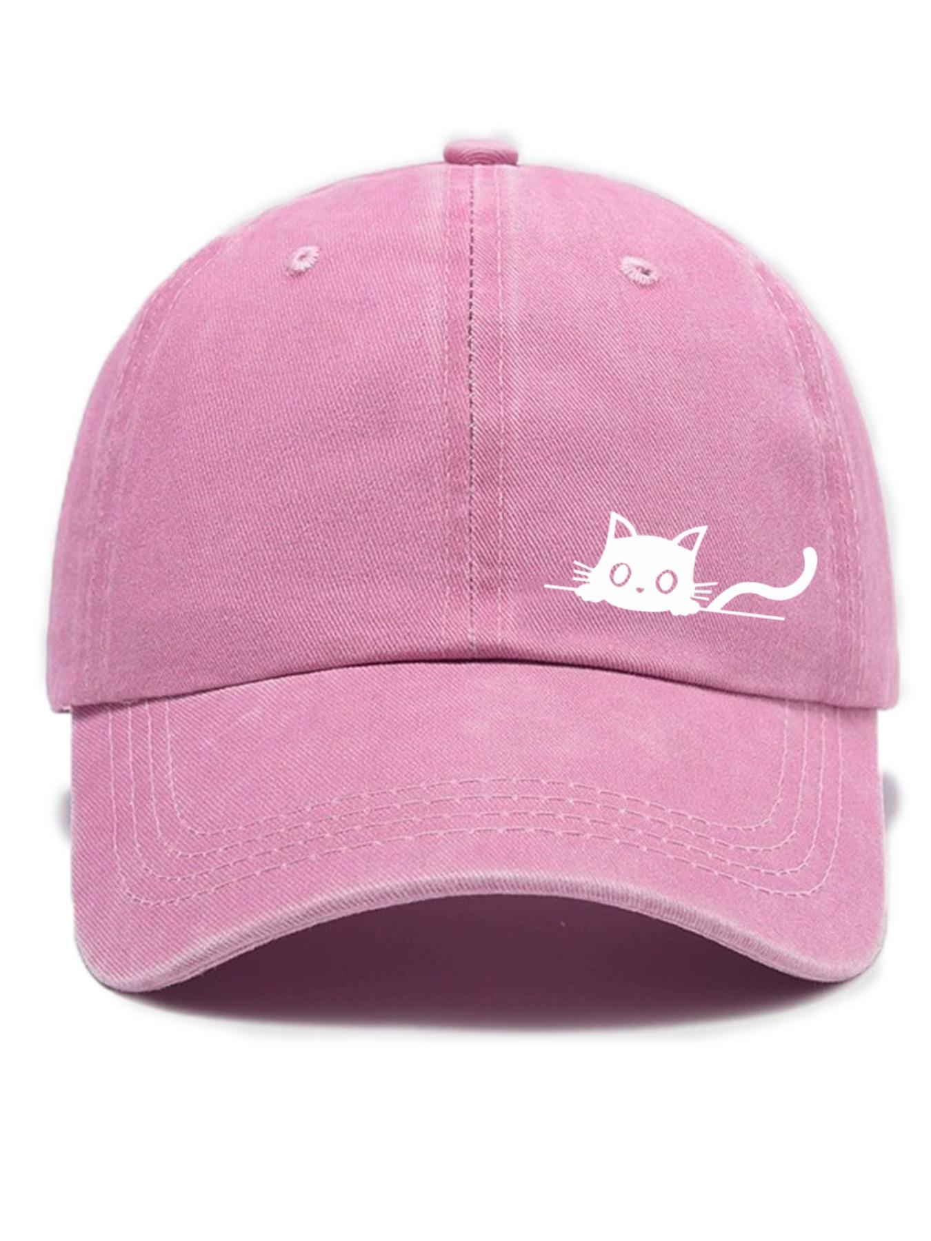 Cute Cartoon Cat Embroidery Baseball Cap, Embroidered Cap, Casual Outdoor Sports Hat for Men & Women, Fashion Accessories for Daily Wear