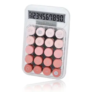 Mechanical Switch Desktop Calculator - 10-Digit LCD, Large Buttons, Cute Transparent Gradient (Rose) for Back to School Haul, Office, Home Use; Ideal for Friends, Family Shop Accounting Supplies