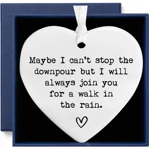 Friendship  Ornament for   Sister, Emotional Support  for Difficult Times, Encouragement  Heart Decoration, Long Distance Friendship , Inspirational Ceramic Ornament