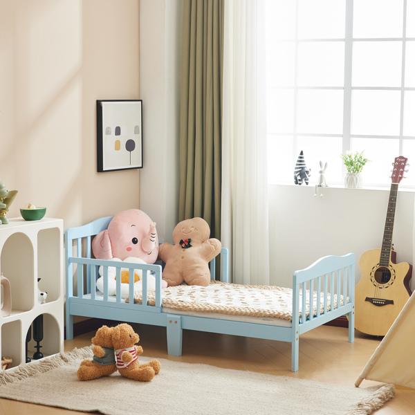 Toddler Bed with Safety Rails, Solid Wood Kids Bed Frame, Low Profile Montessori Floor Bed for Boys and Girls, 135*75*62.5cm