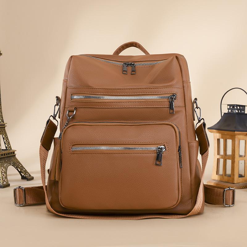 Vintage PU Backpack Casual Large Capacity Women's Backpack