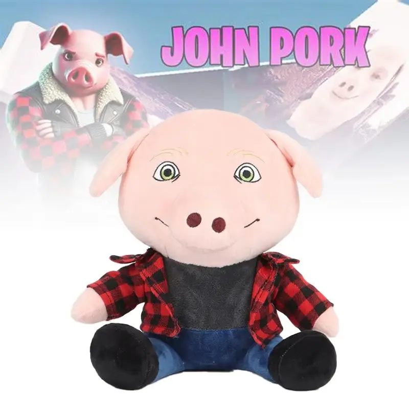 John Pork Plush Toy Funny Meme Stuffed Animal, Viral Internet Character Plushie, Soft Huggable Pig Doll Pillow, Trending Collectible Toy, Kawaii Room Decor, Desk Buddy, Funny Soft Cuddly Gift for Meme Lovers, Gamers, Teens