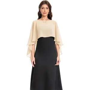 Baoqiya Women's Capelet Shawls and Wraps for Evening Dresses Soft Bridesmaid Shawl Chiffon Cape Wedding Cover Up