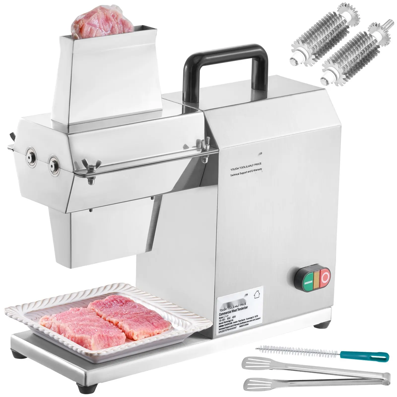 Commercial Meat Tenderizer Machine - Heavy Duty Stainless Steel Kitchen Tool With Handle, Meat Tong, And Cleaning Brush, 450W Electric Tenderizer For Beef, Turkey, Chicken, Pork, And Fish