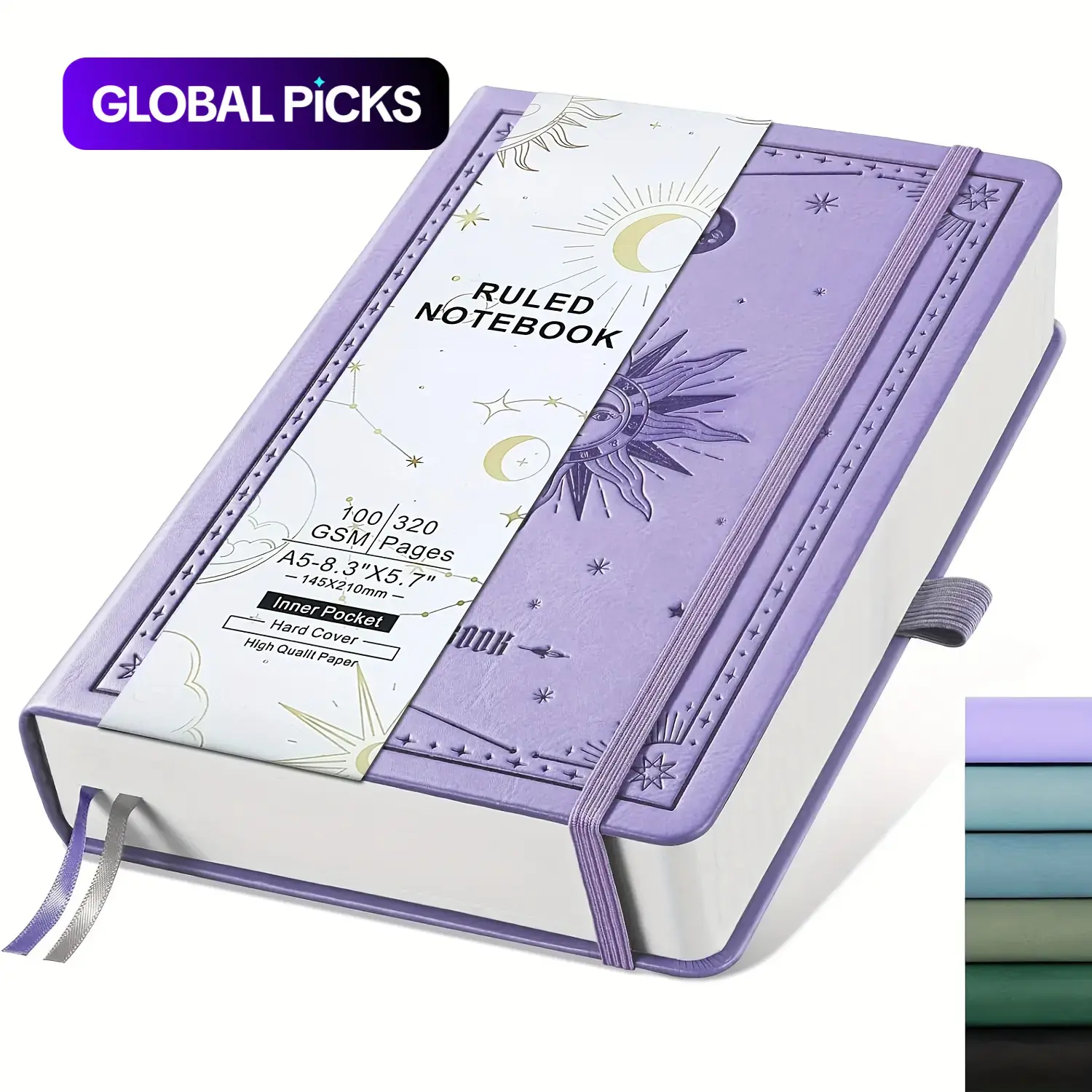 Lined Notebook, 320 Pages Thick 100 GSM Paper, A5 Hardcover PU Leather Journal for Students, Work, Writing & Notes, College Essentials, Stationery Supplies, 5.7 x 8.3 inches #GLOBAL PICKS