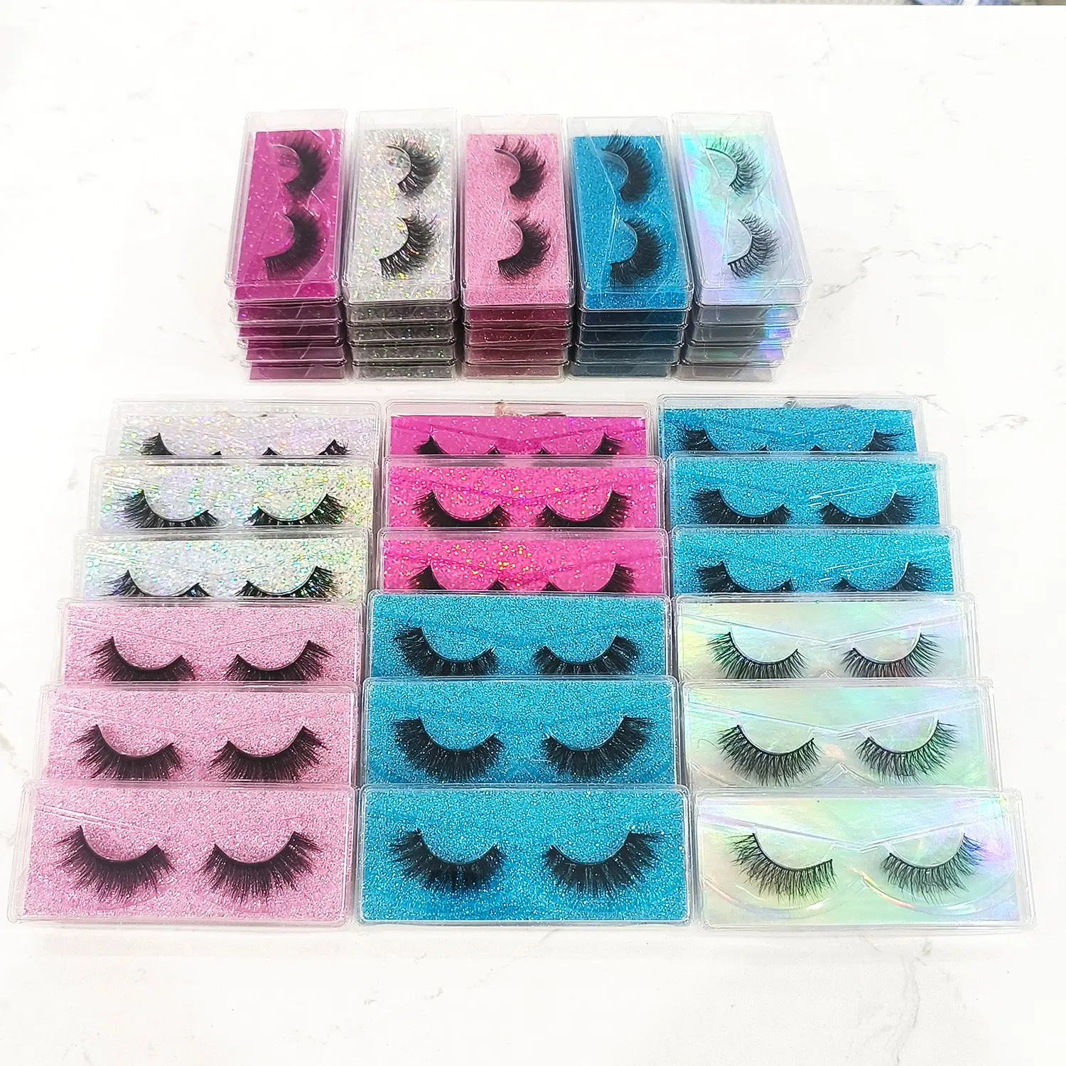 Eyelash Wholesale 20/50 Pairs Faux 3D Mink Lashes High Quality Fake Lashes Makeup Fluffy Thick Curl False Eyelashes In Bulk Cilios Natural Lashes
