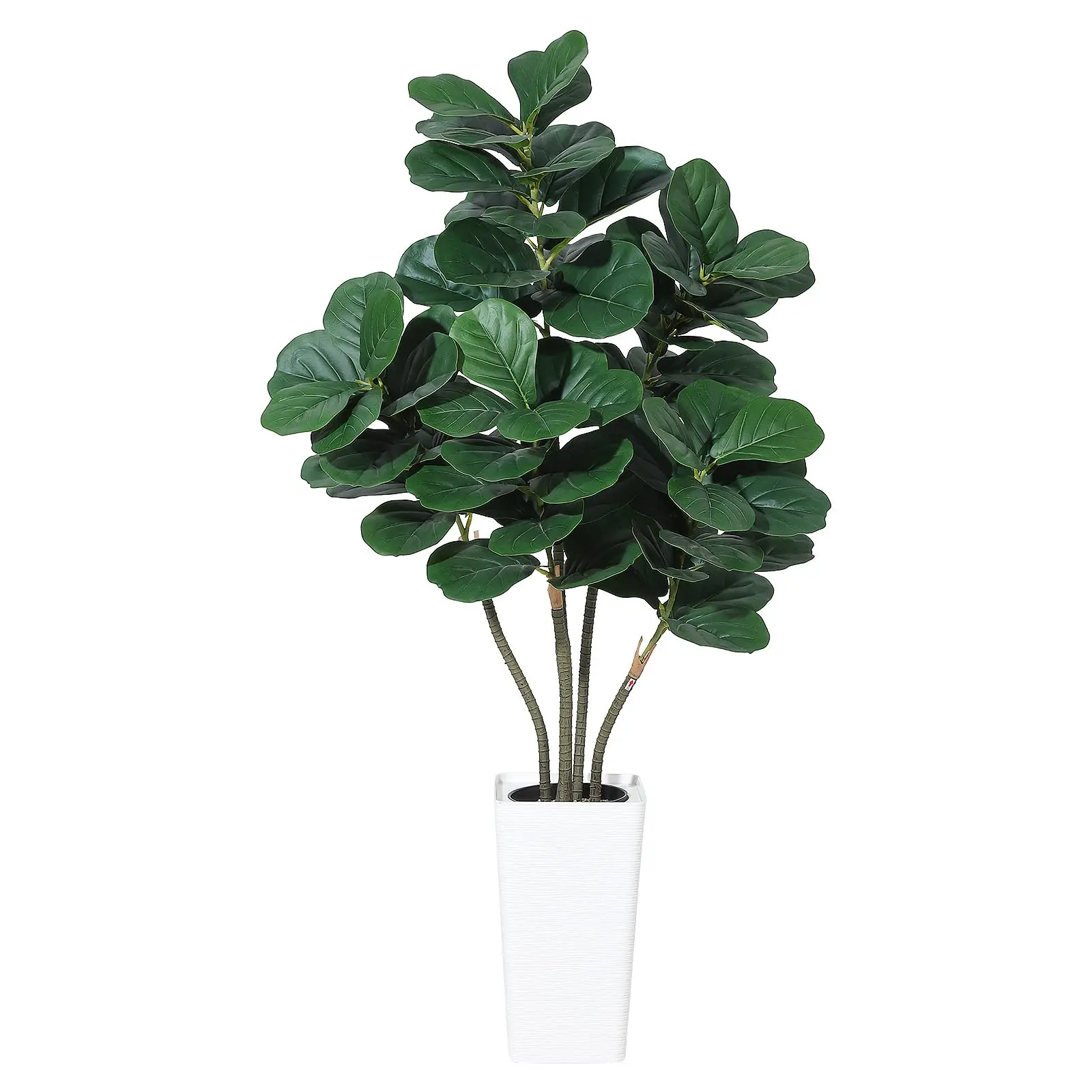 Garvee 5FT Artificial Fiddle Leaf Fig Tree with White Planter - Realistic Faux Ficus Lyrata Silk Plant for Indoor Floor Decoration, Ideal for Home, Office, Living Room, and Housewarming Gifts