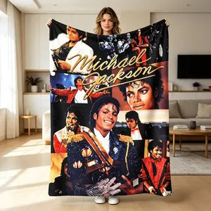 Michael Jackson King Of Pop Art Collage Flannel Fleece Blanket, MJ Music Legend Plush Throw Blanket, Soft Warm Cozy Fan Home Decor Blanket, Bed Sofa Couch Use, Collectible Memorabilia Gift For MJ Fans And Pop Music Lovers, Kids And Adult