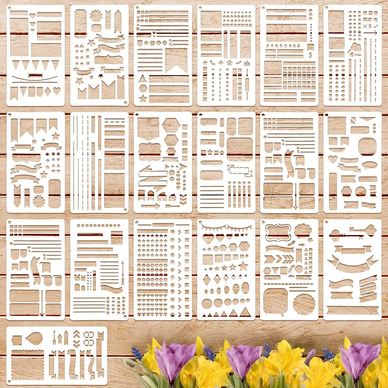 20 Pcs Modern Transparent Planner Stencil Set, Flexible Plastic Creative Tools for Journaling Habits, Monthly Spread Calendar Scrapbooking DIY Supplies