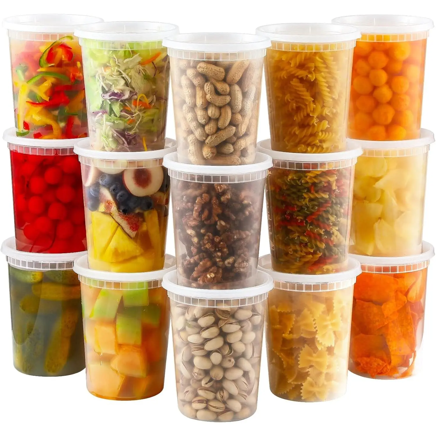 20 Sets 32 oz Plastic Deli  Containers With , Airtight  Storage Containers, Freezer/Dishwasher/Microwave Safe, Soup Containers For Takeout Meal Prep Storage