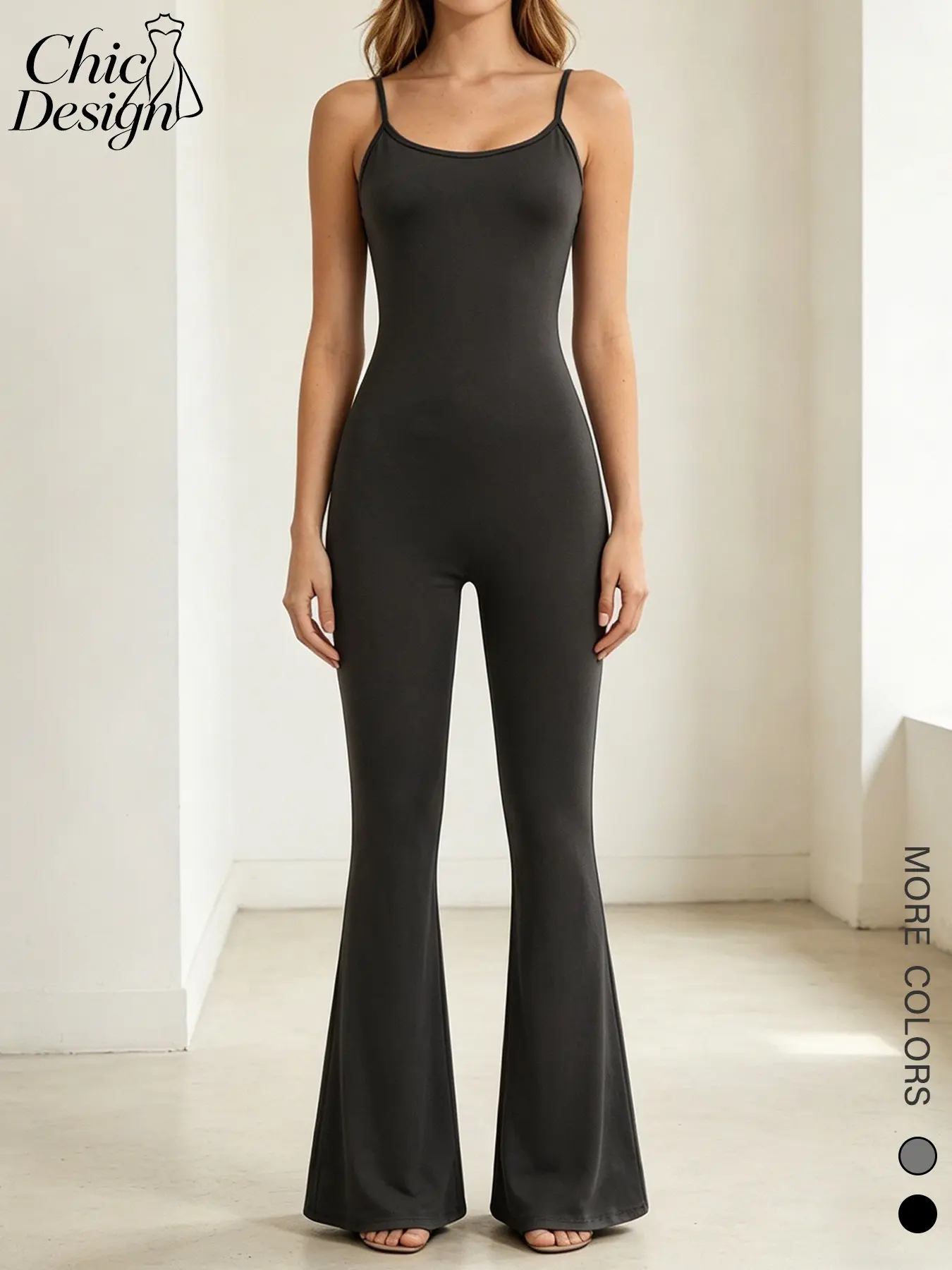 Cross-Border European and American Style Patchwork Halter Bell Bottom Pants One-Piece, Waist Cinch Butt Lift Sporty Tight Fit Overall