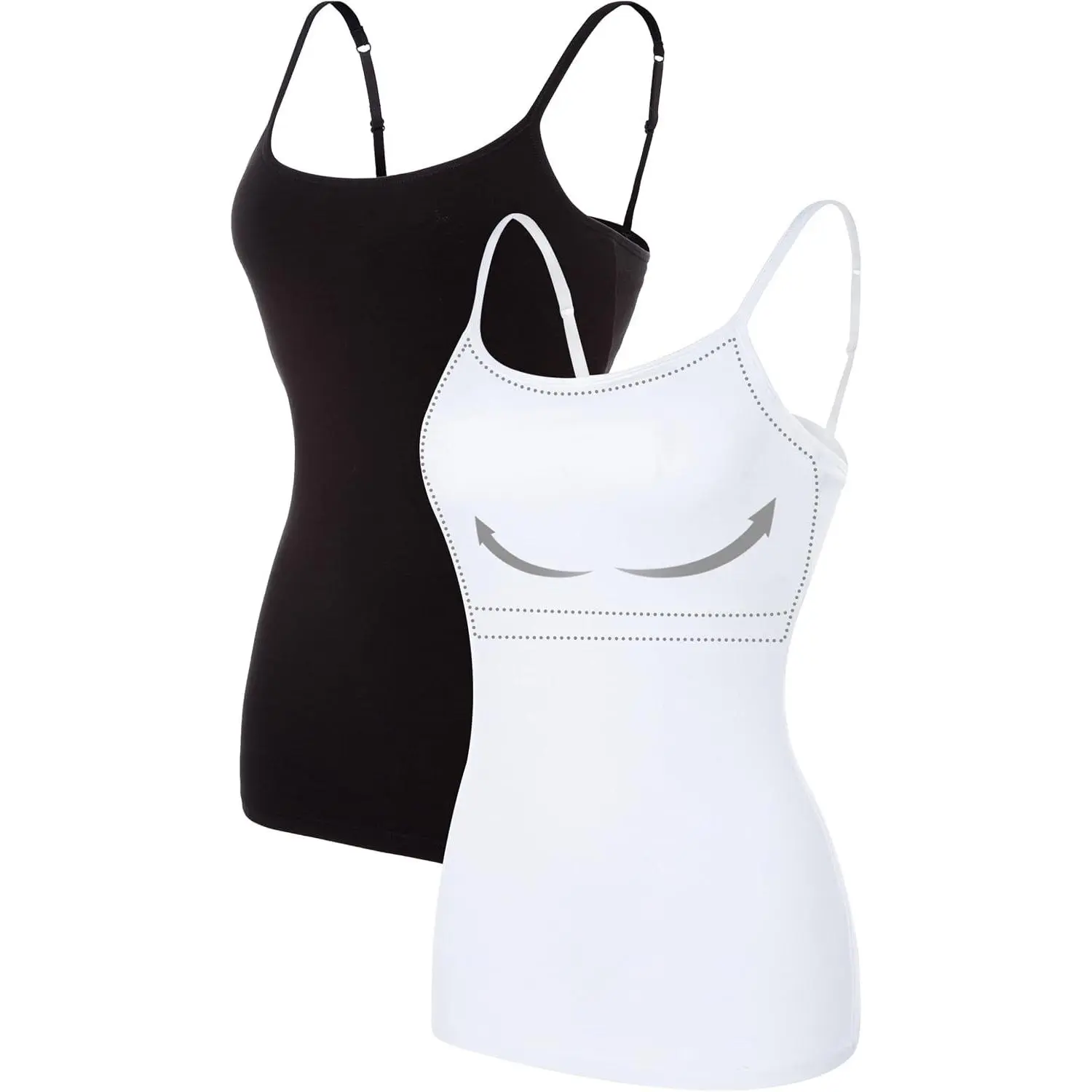 Women's Cotton Camisole Shelf Bra Spaghetti Straps Tank Top