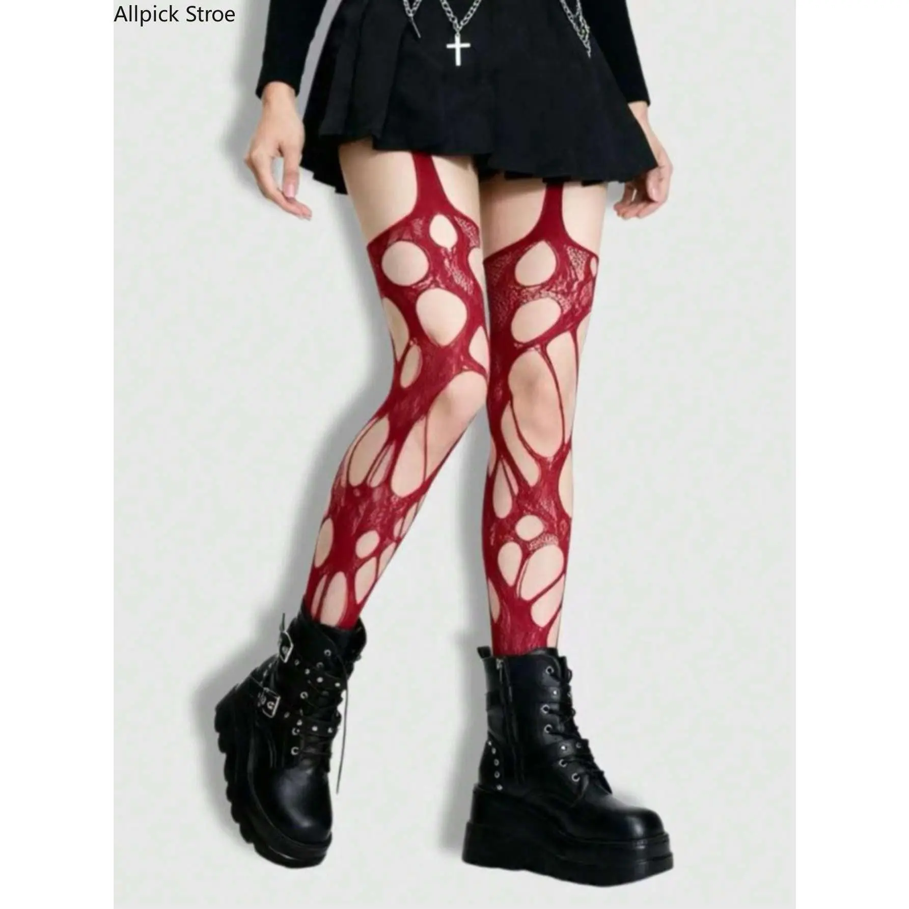 Women's Ripped Fishnet Tights, Black Goth Punk Stockings, Stretch Mesh Pantyhose for Y2K, Grunge, Alternative Fashion, Festival Outfits, Halloween Costumes & Everyday Layering