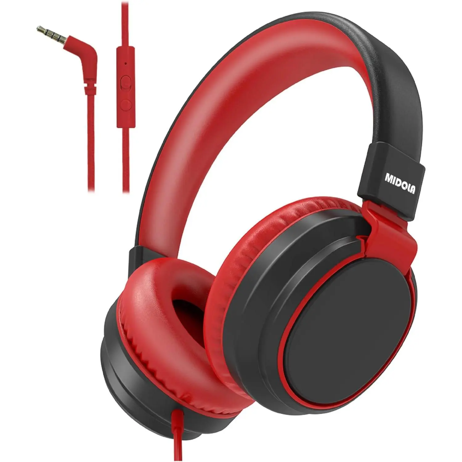 Volume Limited 85/110dB Kids Headphone Over-Ear/On-Ear Foldable Sound Noise Protection Headset with Inline AUX 3.5mm Cord w/Mic for Child School Cellphone Pad PC Notebook Black