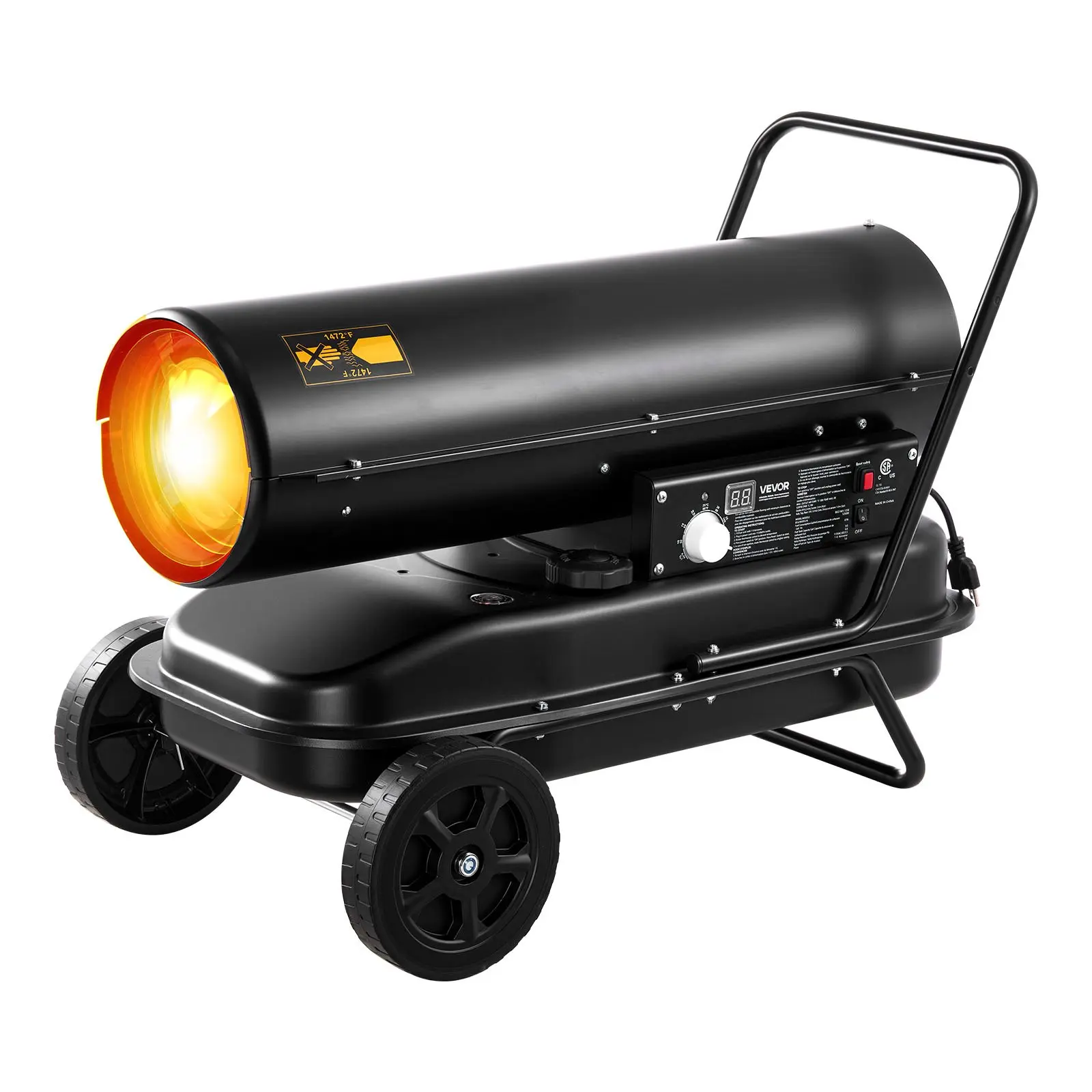 VEVOR 125000 BTU Forced Air Kerosene Diesel Heater, Portable Torpedo Space Heater with Wheels & Adjustable Temp, Blower-Type for Jobsite/Garage/Warehouse/Workshop Construction /Outdoor Heating,Black