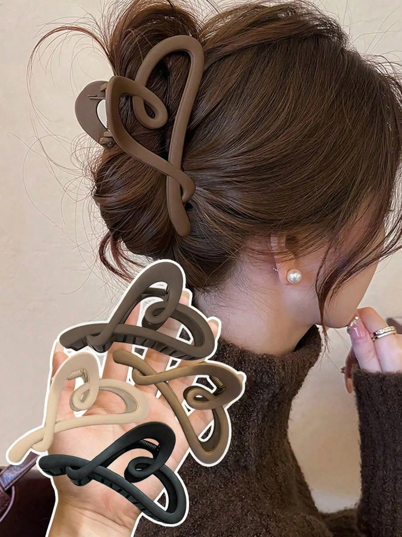 4pc Heart-Shaped Women's Claw Clips, Multi-Functional Matte Hair Clips, Ideal for Thick Hair, Daily & Party Use, Hair Claws