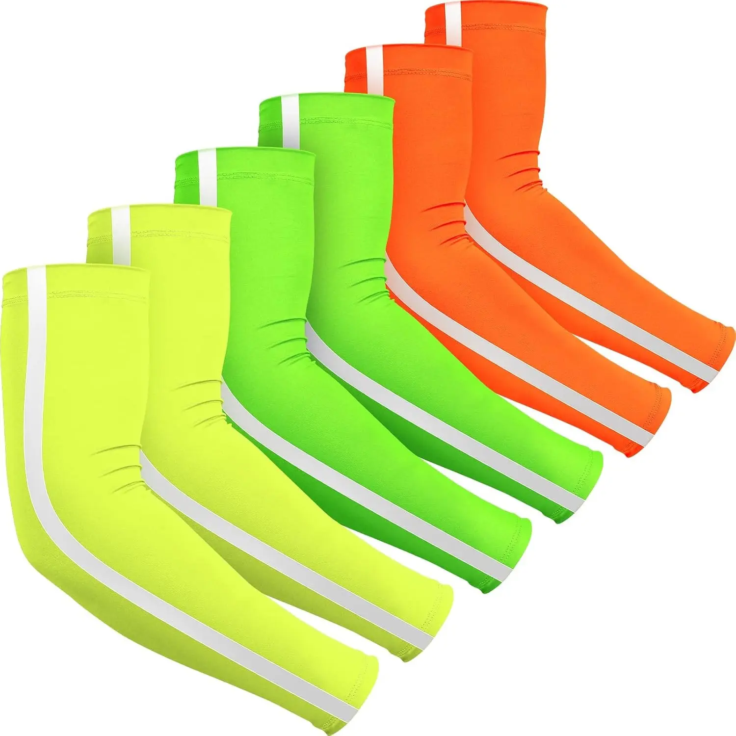 6 Pairs UV Sun Protection Arm Sleeves for Men Women - Cooling Compression Arm Covers with High Visibility for Basketball, Cycling, Running & Outdoor Sports(Gift)