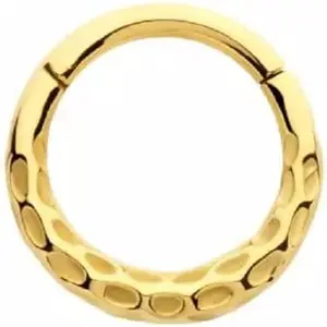 16GA Hammered Hinged Segment Ring, 5/16" (8mm) PVD Plated 316L Stainless Steel Body Piercing Hoop Jewelry, Hinged Ring