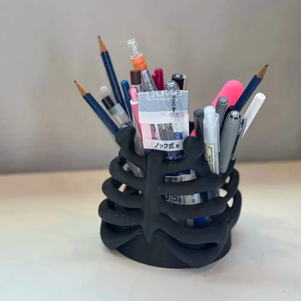 Skeleton Desk Organizer / Gothic Bone Pen Holder with Chest Ribcage & Ribs / Lightweight Suitable for Office or -Themed Decor / Creative Desktop Storage for Pens, Pencils, Markers