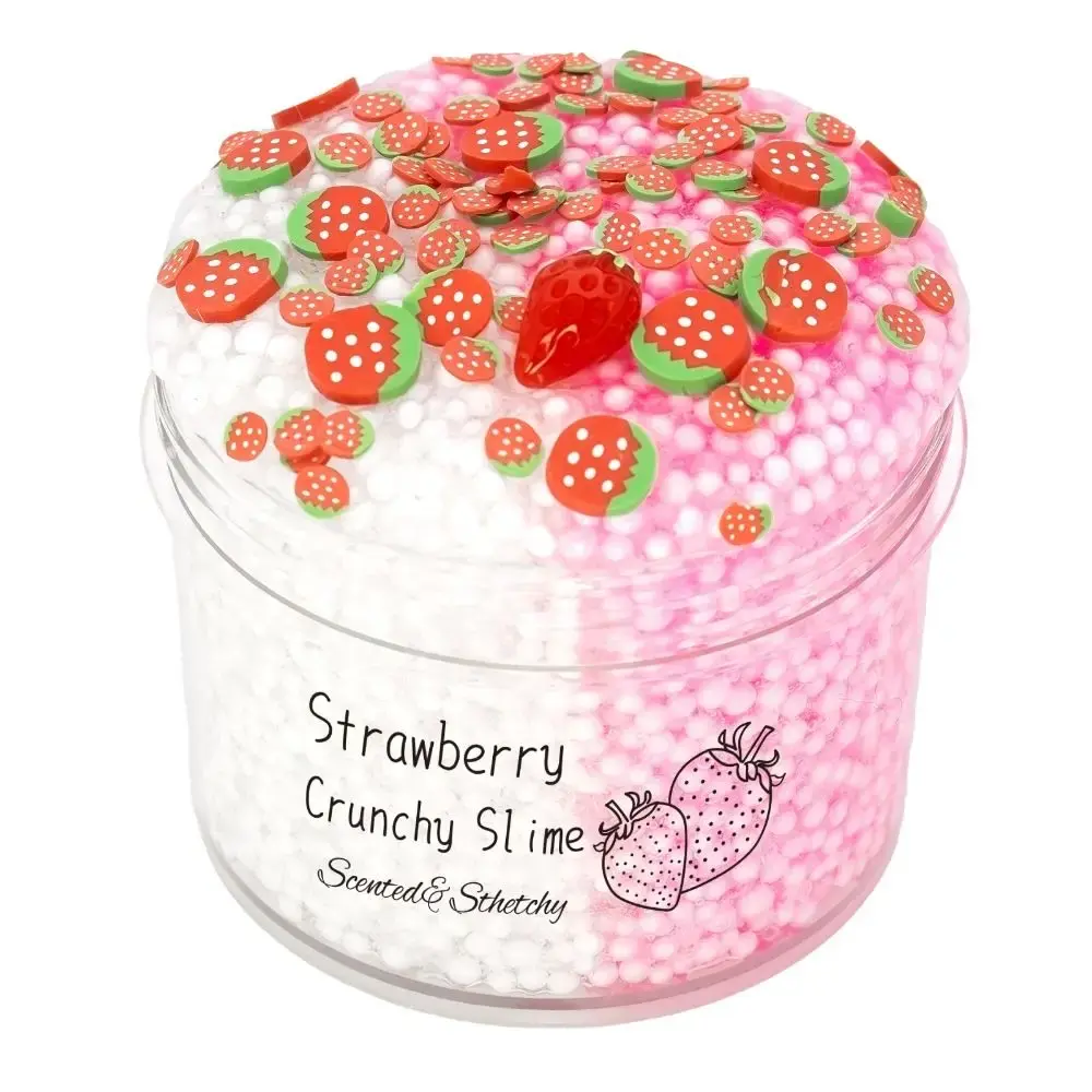 Crystal Slime Kit - 70ml Foam Ball Glitter Clear Slime for Stress Relief & Sensory Play - Strawberry Kiwi Scented