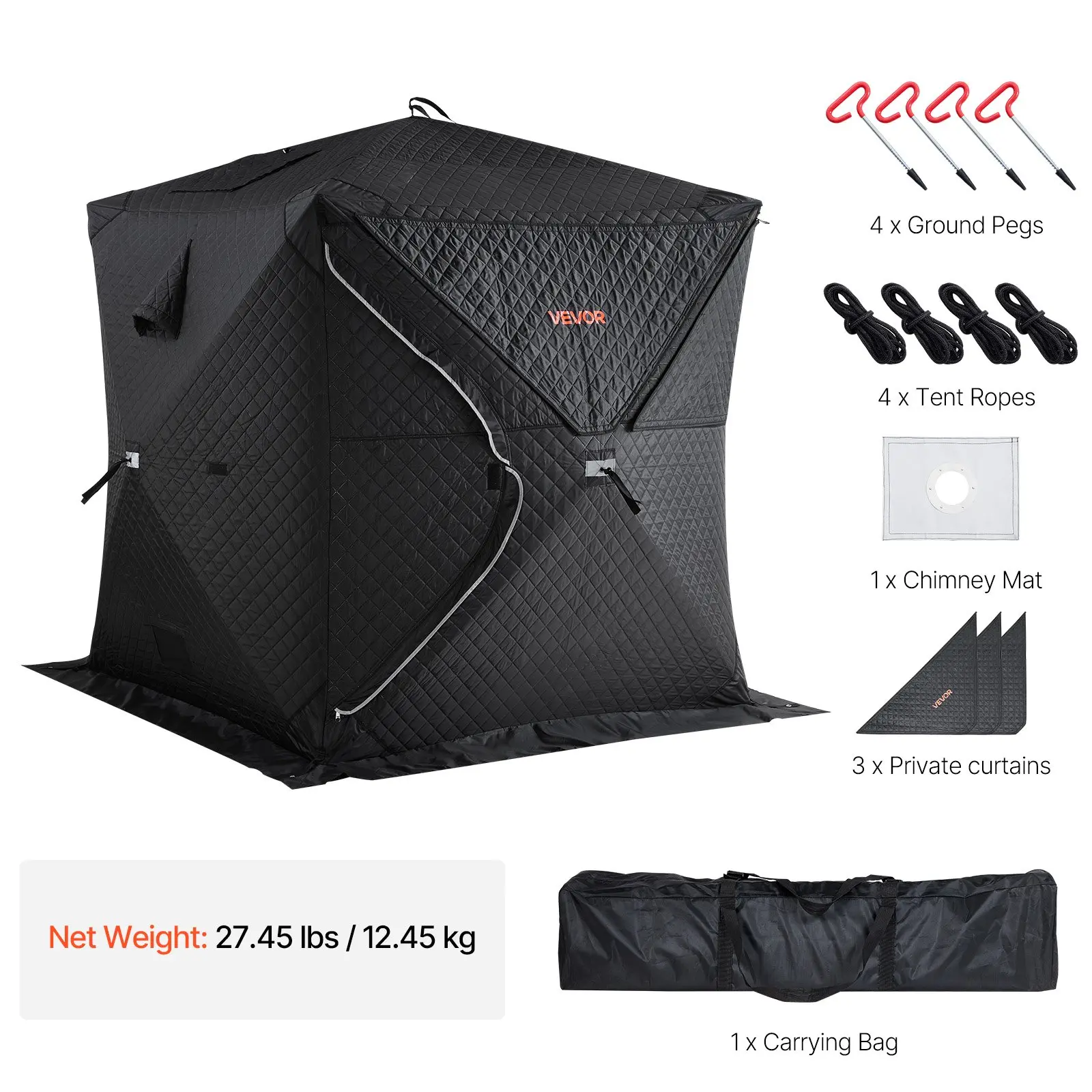 Outdoor Sauna Tent Pro, Portable Steam Dry Sauna for 4 Persons, Heavy-Duty Oxford Cloth Carbon Steel, Easy Setup for Camping, Backyard, or Home Gym, Easy Setup(Black)