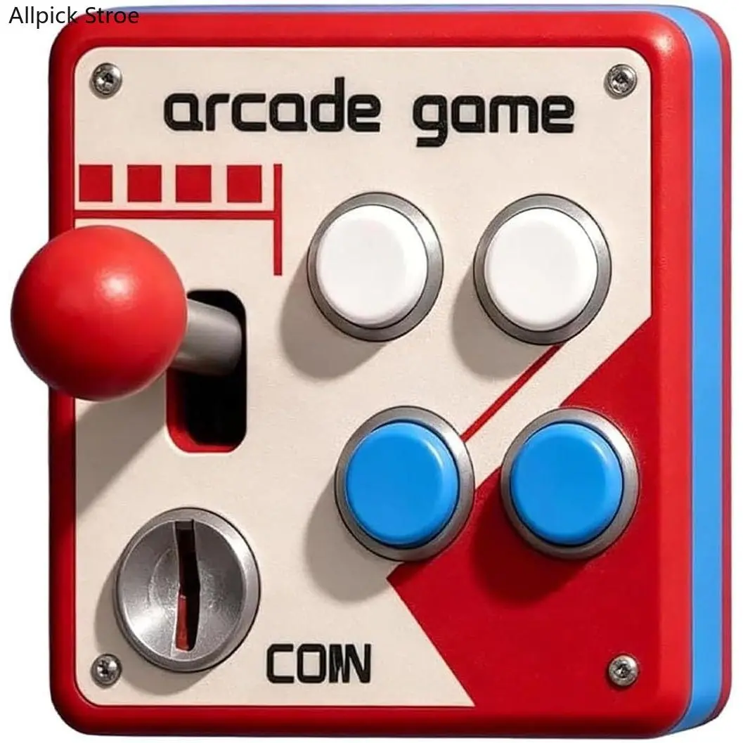 Retro Arcade 1-Gang Switch Wall Plate - Vintage Manual Only Functional Decor with Fidget Joystick, Buttons, Coin Slot, Standard Size for Entertainment Areas, Gift for Fans of Retro Decor, Gamer Stuff, Bedrooms