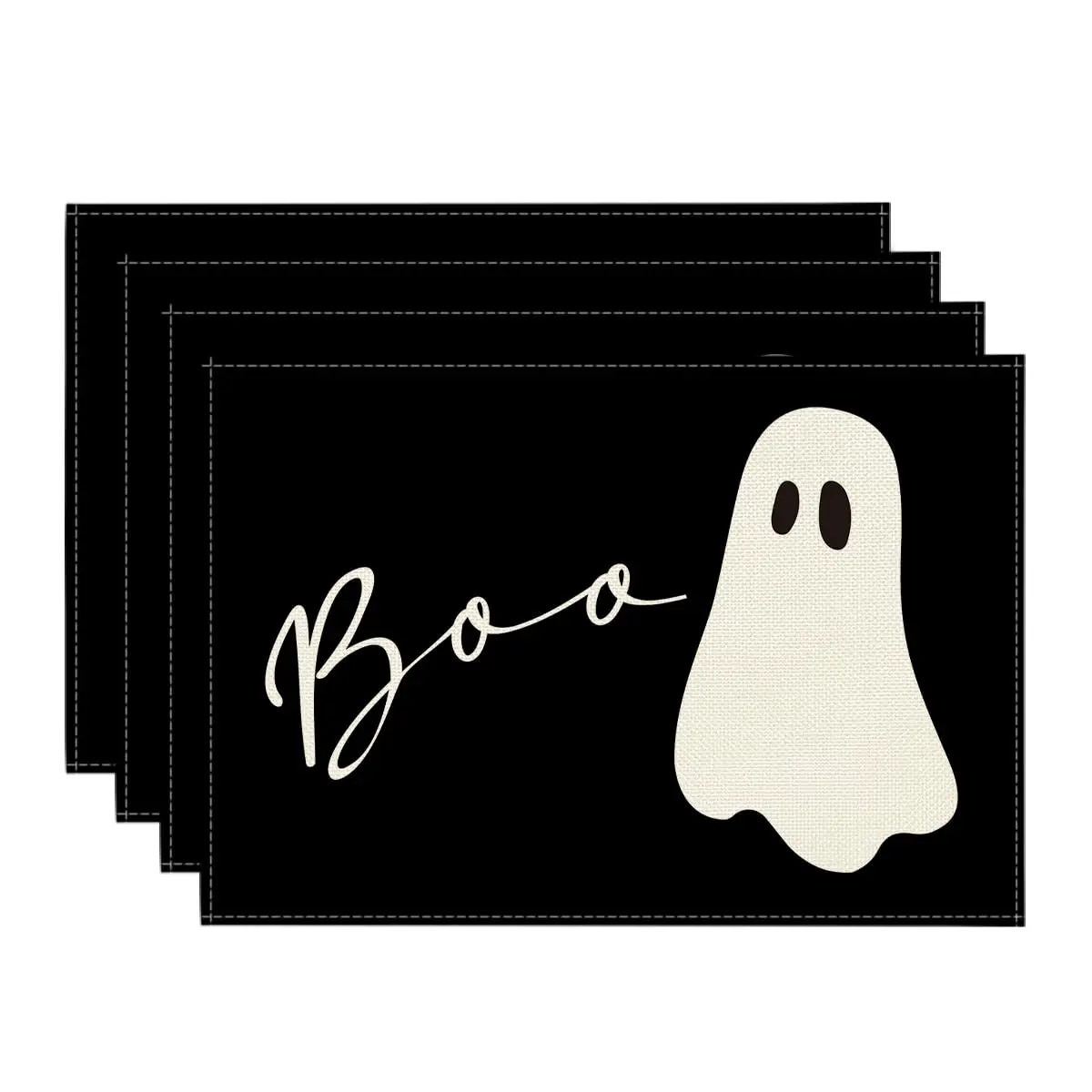 4 Piece Ghost Halloween Placemats, Seasonal Table Mats for Party Kitchen Restaurant Decor, Halloween Decoration Set, Kitchen Decorative Placemat