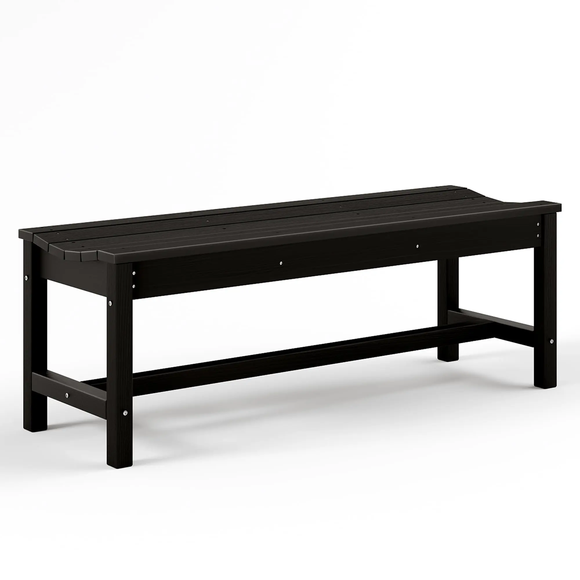 2-Person Backless Outdoor Picnic Bench, HDPE Weatherproof Patio Stool with Ergonomic Curved Seat, 800 Lbs Heavy Duty Poly Lumber Furniture for Garden, Porch and Park