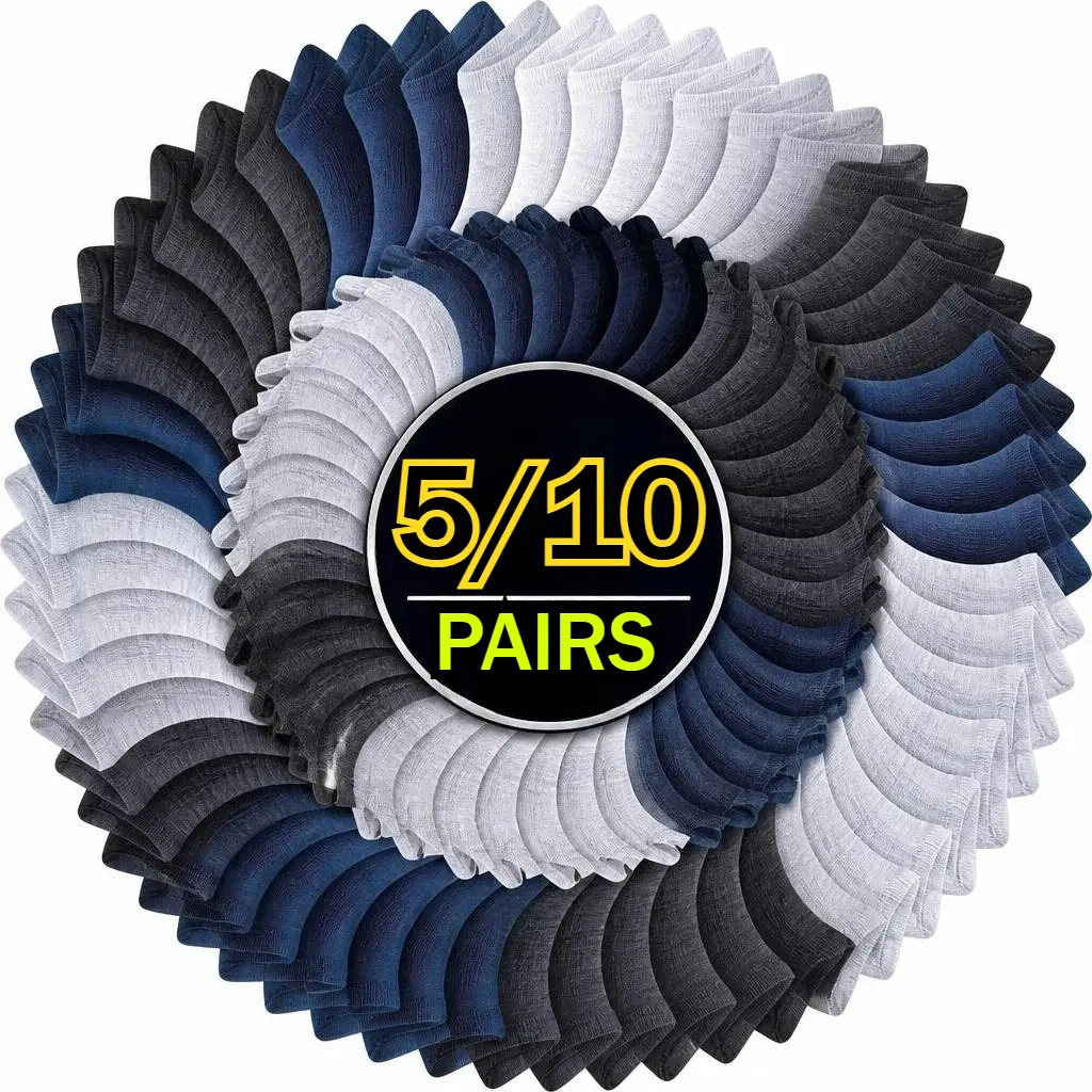 5/10 Pairs Men's Sports Socks, High-performance Running Socks with Arch Support, Men's Training Gym Moisture Absorbing and Breathable Sports Socks, Men's Outdoor Socks, Keep Fit, Black and White