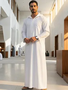 Muslim Traditional Long Robe, Moroccan Style Men's Hooded Robe, Eid Al Fitr Festival Attire, Perfect Gift for Loved Ones