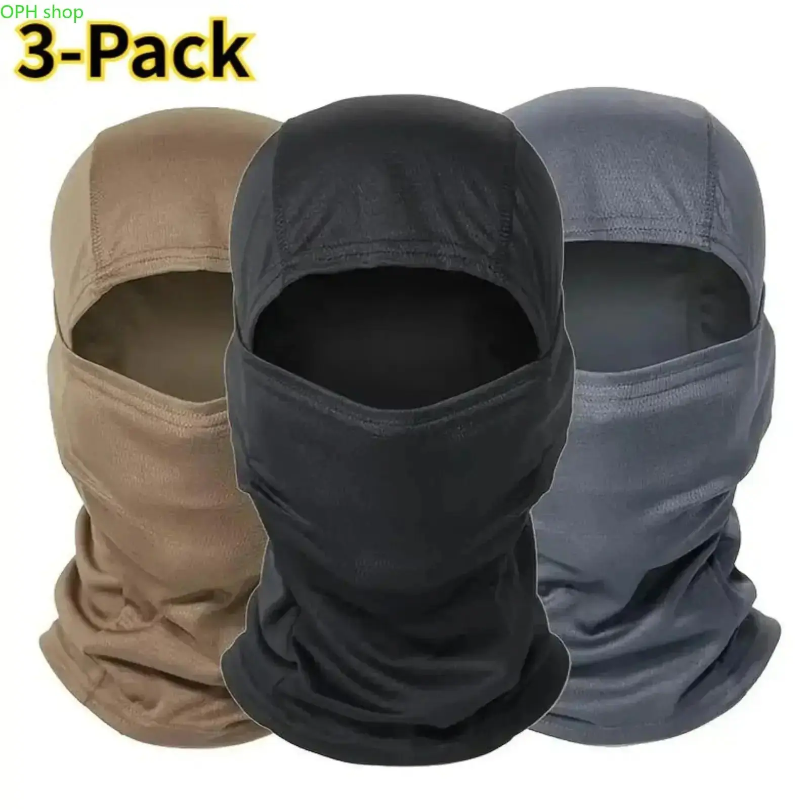 Men & Women's 3-Pack Tactical Balaclava Face Masks, Windproof Thermal Breathable Full-Face Hood, Cold Weather Protection for Skiing, Motorcycle Riding, Outdoor Sports