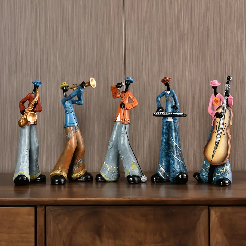 Creative Retro Band-Themed Art Ornament – Decor Figurine Ornaments, Musical Figure Decor for Living Room Bookshelves, TV Cabinets, and Wine Cabinets (Modern Luxe Style)
