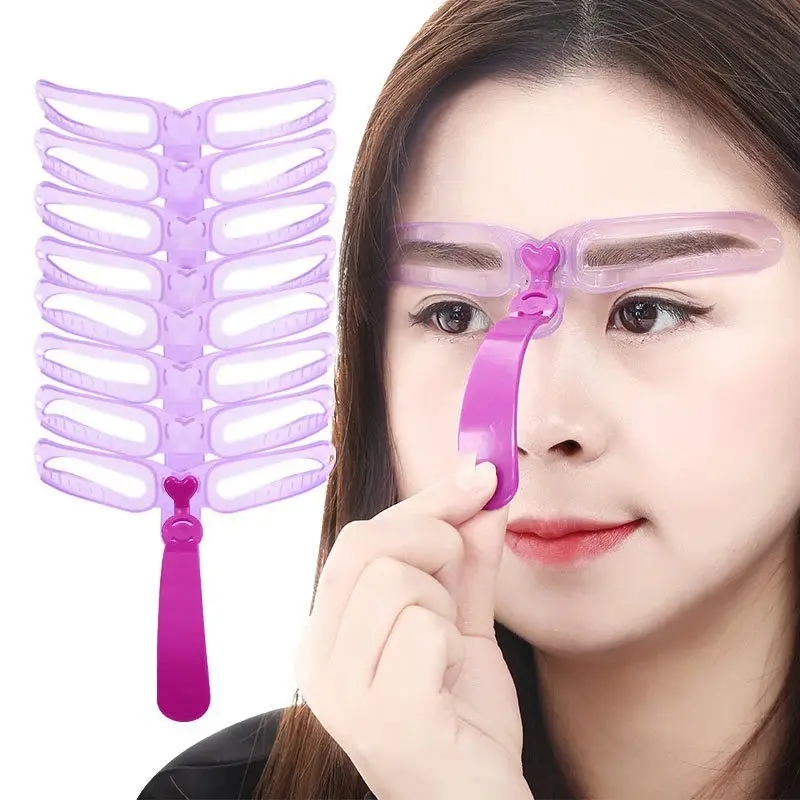 8-In-1 Eyebrow Mold Beginner 3D Eye Guide Card, Reusable Eyebrow Stencil, PVC Material, Makeup Tools for Perfect Brows