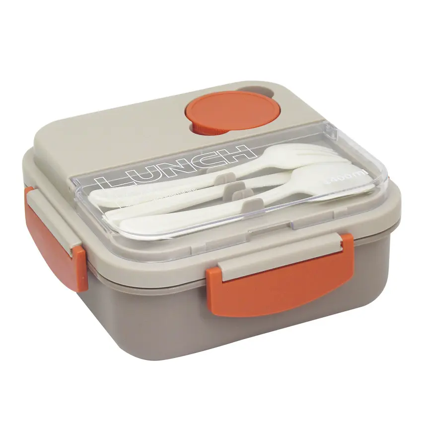1200ML Three Compartment Sealed Lunch Box with Fork Spoon and Sauce Container, Microwaveable Bento Box for Office School Work, Microwavable Divided Container