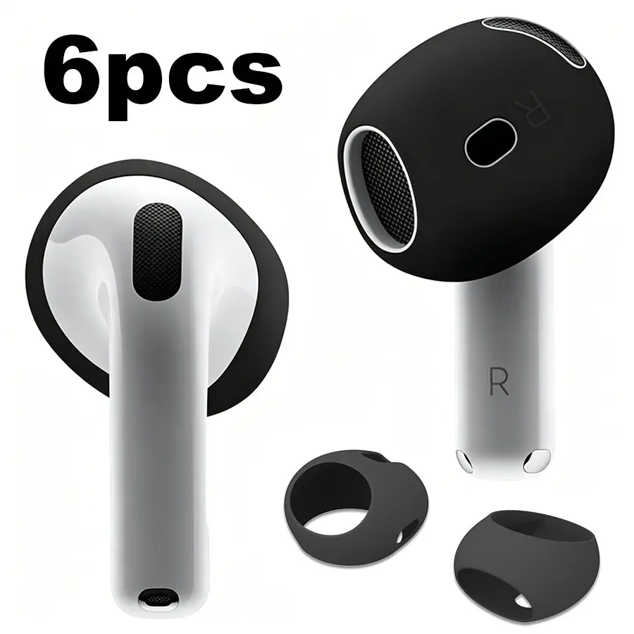 6pcs Silicone Ear Tips Cover for AirPods 4 | Case-Compatible Design, Anti-Slip & Anti-Scratch | Easy to Install