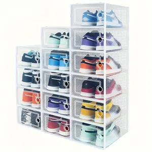 6/10/15/24-pack transparent shoe box storage box, stackable shoe cabinet organizer box, entrance shoe rack storage box, waterproof, space-saving storage for all types of shoes - suitable for entrance halls, bedrooms, families, and dormitories