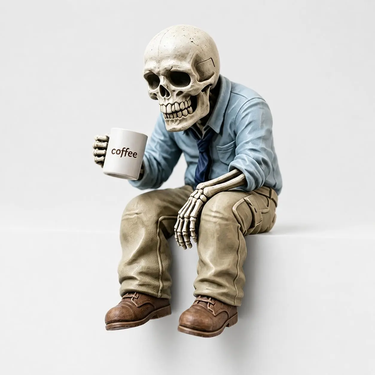 14.5cm 3D Printed Work Burnout Skeleton Figurine - Novelty Gothic Desk Accessory, Desk Setup Aesthetic Ornament for Gothic Theme Decor, Creative Gift for Colleagues (Home & Workspace Use)