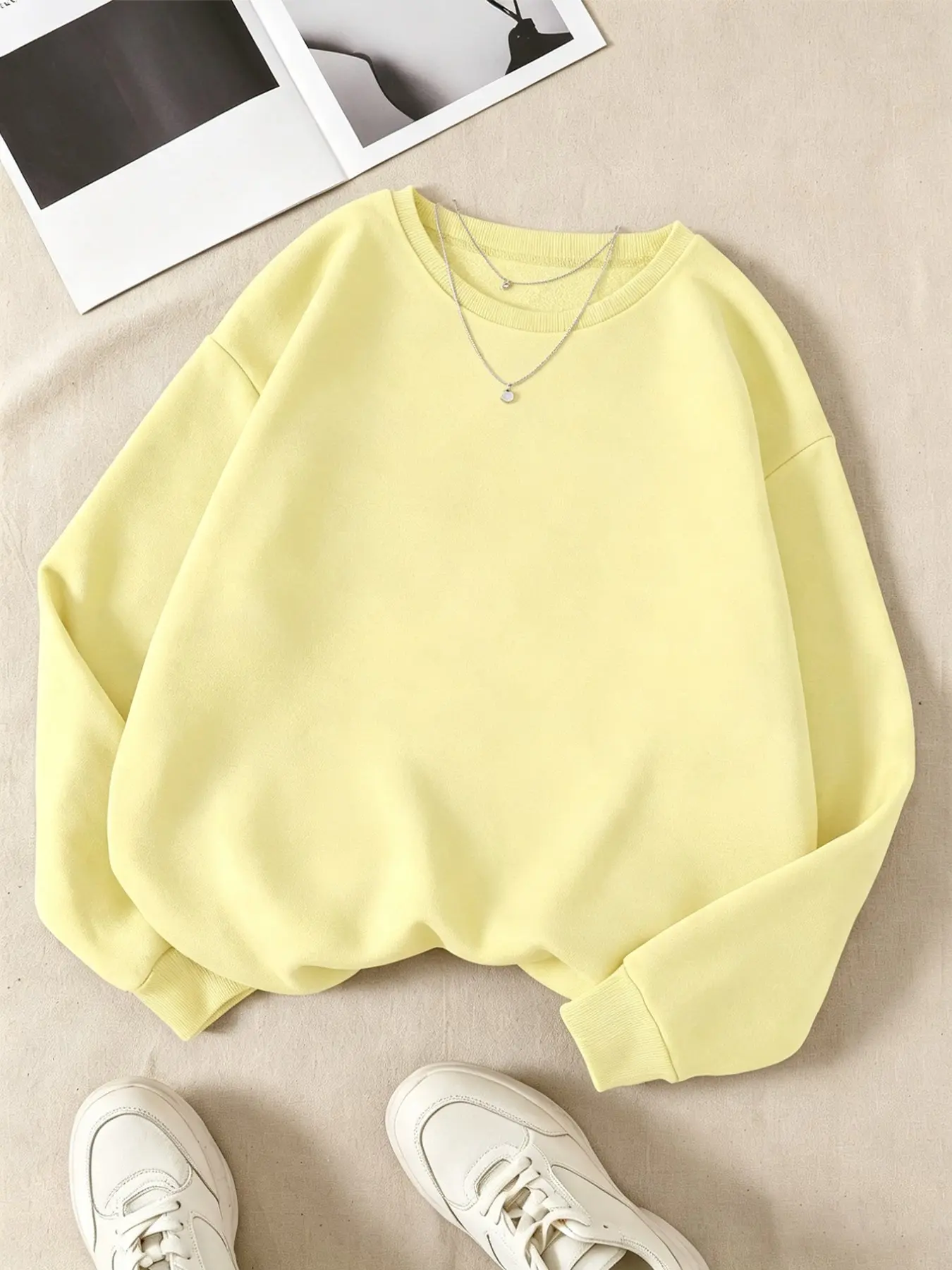 Women's Tops Casual Solid Color Pullover Sweatshirt, Fall & Winter Versatile Campus Style, Long Sleeve Zip Up Hoodie for Daily Wear