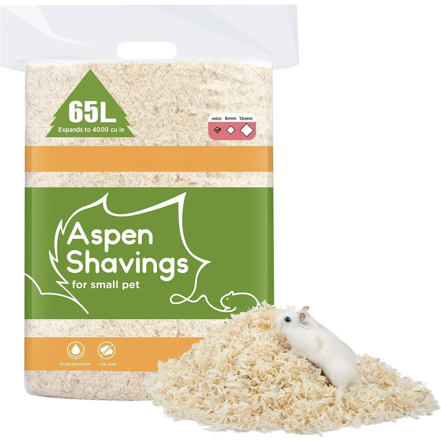 Aspen Shaving Hamster Beddings for Syrian  Hamster Gerbil Mice Degu Rat  Bunny Guinea Pig Chinchilla Hedgehog or Other Small Pets (65L - Mini)