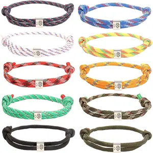 10Pcs Nautical Bracelet for Men Women, Surfer Wave Bracelet, Navy Rope Braided Beaded Bracelet, Adjustable Tree of Life Bracelet Set, Colorful Handmade Men's Bracelet Set