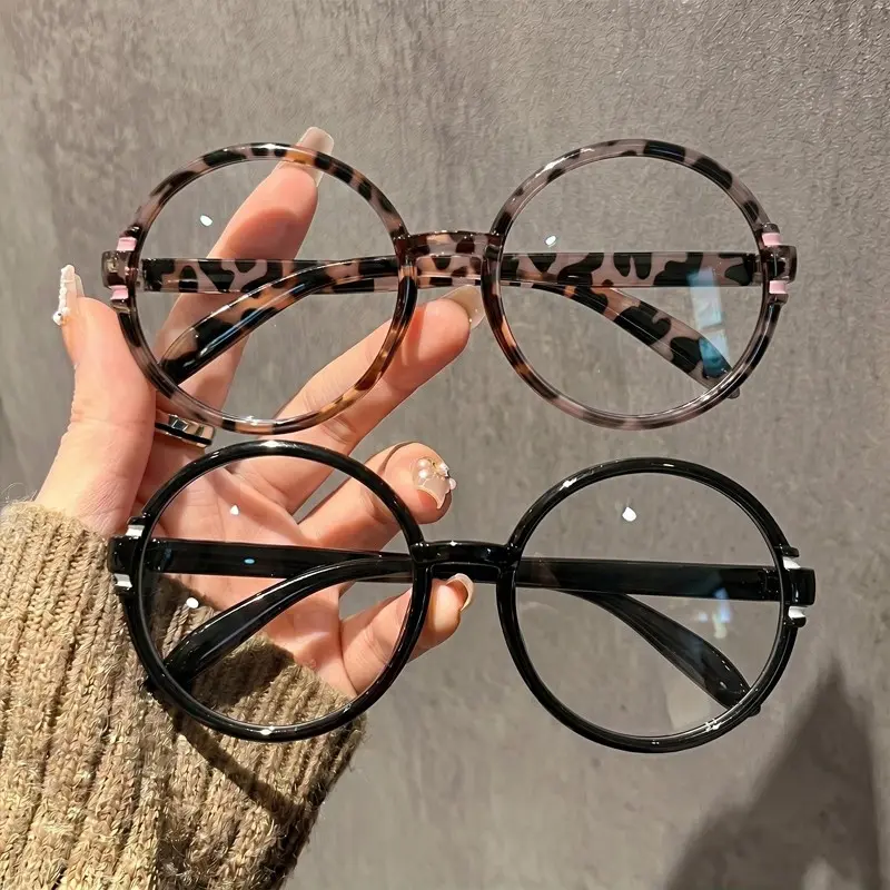 2 Pairs Vintage Round Frame Reading Glasses, Reading Eyeglasses, Blue Light Blocking Unisex Large Frame, Daily Casual Book Reading Computer Use