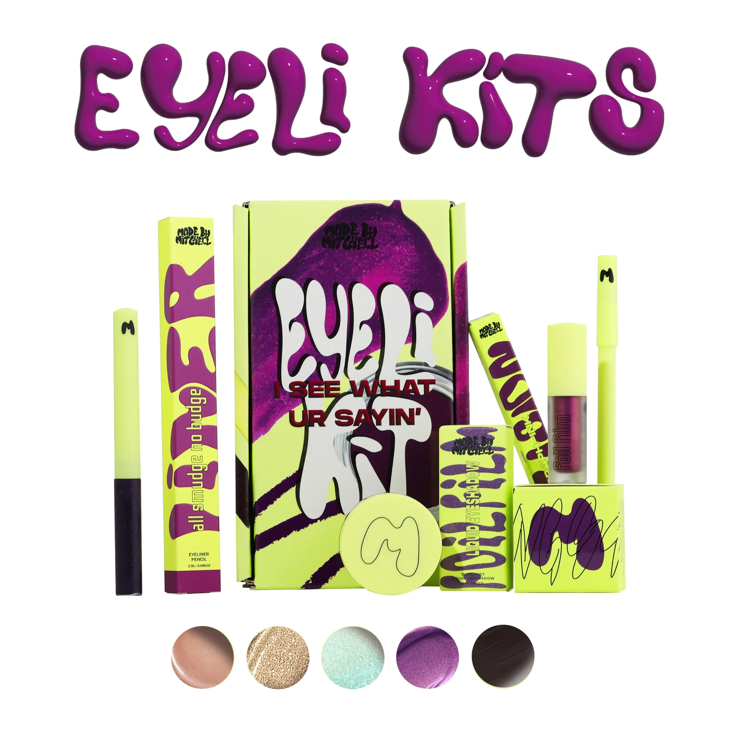 EYELI KITS COLLECTION- includes BLURSH LIGHTS, ALL SMUDGE, GRAPH-INK, WING STOP- Made By Mitchell, Eye Definition Kit, Cosmetics Kits, Make Up Sets, Eye Makeup Set