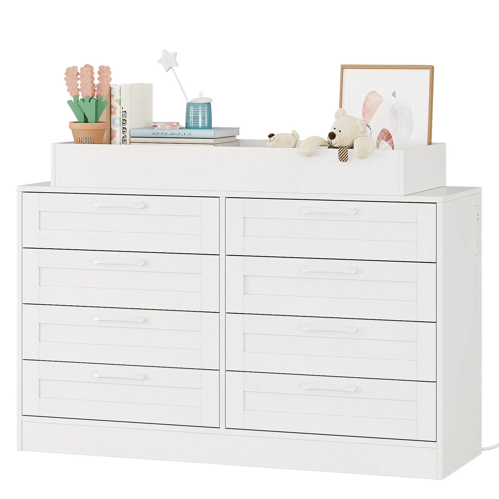 Changing Table Dresser, Baby Nursery Dresser with 8 Drawers, Multi-Functional Baby Changing Table, Diaper Changing Station for Children's Room