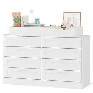 Changing Table Dresser, Baby Nursery Dresser with 8 Drawers, Multi-Functional Baby Changing Table, Diaper Changing Station for Children's Room