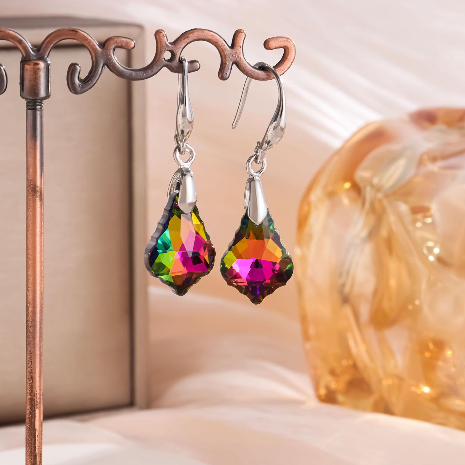 European and American fashionable imitation crystal jewelry, Baroque maple leaf earrings and pendants