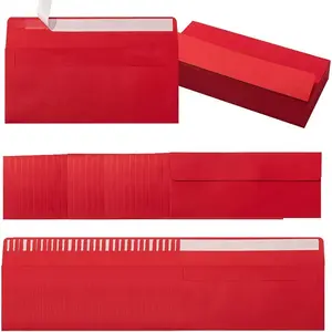 100 Pack Colorful #10 Business Envelopes Self Seal Standard Envelopes for Office Checks Business Letter Mailing Invoices 4.13 x 9.49 Inches Red