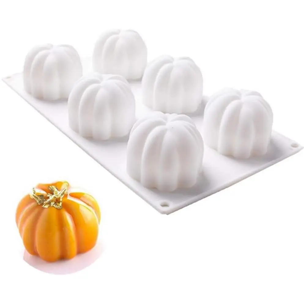 Pumpkin  Mold 6 Cavities Cupcake Baking Pan Mousse Tray Molds Kitchen Cake Decoration Fondant Mold for Halloween