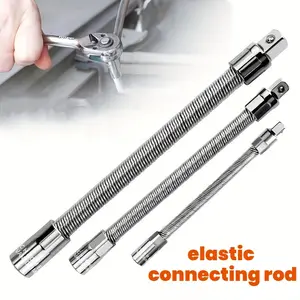 3Pcs Flexible Socket Extension Bar Set 1/4" 3/8" 1/2" Drive 6/8/10 Inch Bendable Spring Steel Extension Rod with Anti-Slip Spring Detent Balls for Auto Mechanics DIY Handymen Garage Car Repair Tight Space Work Tool-YY0