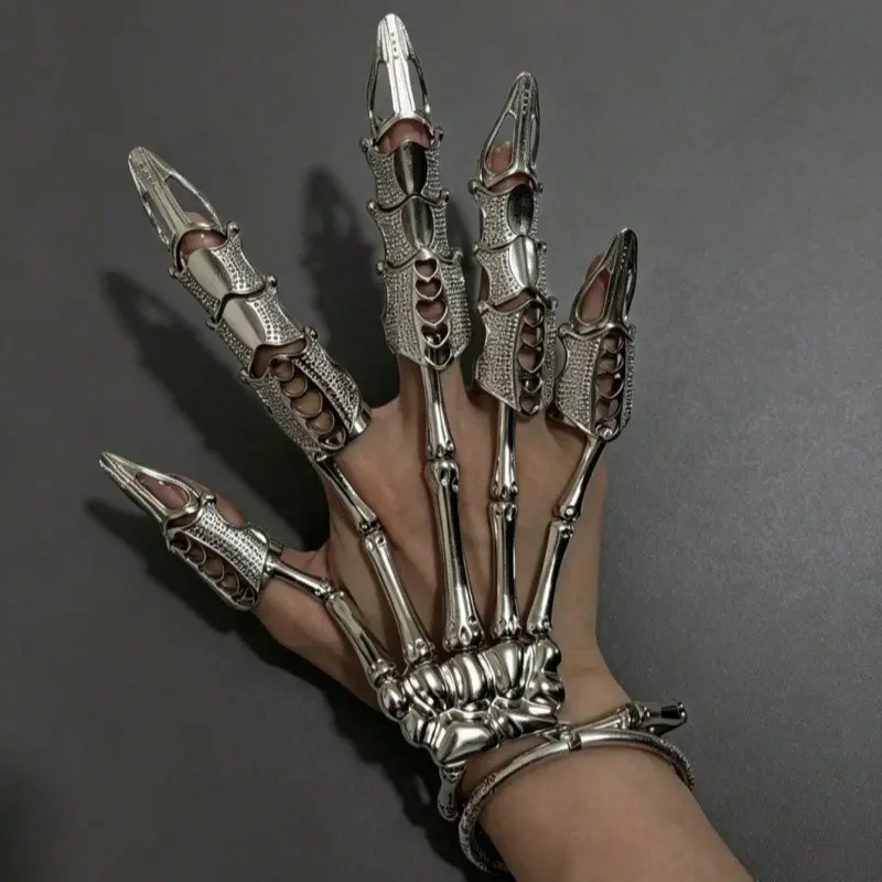 5pcs/6pcs Gothic Finger Joints, Adjustable Detachable Mechanical Hands, Armor Ring Joints, Halloween Props, Stage Performance Gear, Party Accessory, Creepy